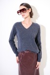 MAGLIA SCOLLO V MISTO CACHEMIRE GRIGIO ANTRACITE
