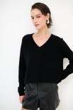 MAGLIA SCOLLO V MISTO CACHEMIRE NERO