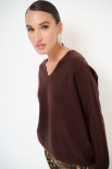 MAGLIA SCOLLO V MISTO CACHEMIRE COFFEE