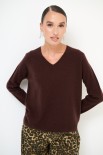 MAGLIA SCOLLO V MISTO CACHEMIRE COFFEE