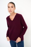 MAGLIA SCOLLO V MISTO CACHEMIRE VINO