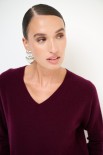 MAGLIA SCOLLO V MISTO CACHEMIRE VINO