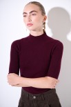 MAGLIA MEZZA MANICA COSTINA INTEGRALE VINO