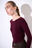 MAGLIA SCOLLO BARCA COSTINA INTEGRALE VINO