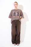 PANTALONE PALAZZO CHIUSURA ASIMMETRICA TINTOCAPO MORO