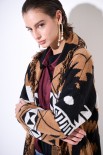 GIACCA KIMONO IN MAGLIA CON CINTURA DISEGNO PAISLEY CAMMELLO