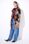 GIACCA KIMONO IN MAGLIA CON CINTURA DISEGNO PAISLEY CAMMELLO