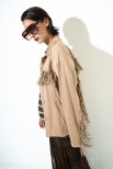 GIACCA SUEDE CON FRANGE BEIGE