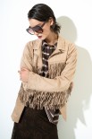 GIACCA SUEDE CON FRANGE BEIGE