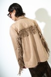 GIACCA SUEDE CON FRANGE BEIGE