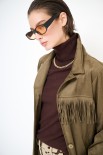 GIACCA SUEDE CON FRANGE MILITARE