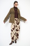 GIACCA SUEDE CON FRANGE MILITARE