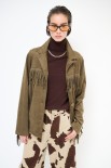 GIACCA SUEDE CON FRANGE MILITARE