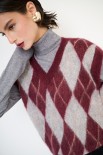 GILET OVER ROMBI BORDEAUX