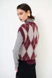GILET OVER ROMBI BORDEAUX