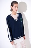 MAGLIA SCOLLO V BLU/BIANCO