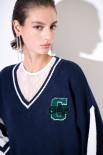 MAGLIA SCOLLO V BLU/BIANCO