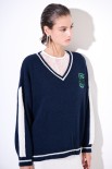 MAGLIA SCOLLO V BLU/BIANCO