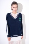 MAGLIA SCOLLO V BLU/BIANCO