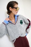 MAGLIA SCOLLO V GRIGIO/BORDO