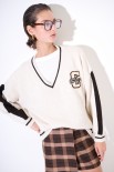MAGLIA SCOLLO V PANNA/MORO