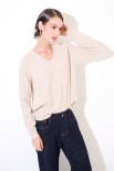 MAGLIA SCOLLO V MISTO CACHEMIRE BEIGE