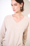 MAGLIA SCOLLO V MISTO CACHEMIRE BEIGE