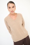 MAGLIA SCOLLO V MISTO CACHEMIRE CAMMELLO