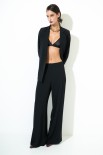 PANTA PALAZZO CON ZIP LATERALE NERO
