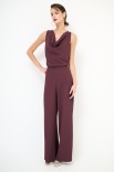 PANTA PALAZZO CON ZIP LATERALE VINO