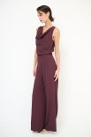 PANTA PALAZZO CON ZIP LATERALE VINO