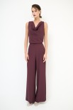 PANTA PALAZZO CON ZIP LATERALE VINO