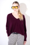 MAGLIA OVER SCOLLO V MISTO CACHEMIRE VINO