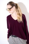 MAGLIA OVER SCOLLO V MISTO CACHEMIRE VINO