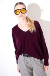 MAGLIA OVER SCOLLO V MISTO CACHEMIRE VINO