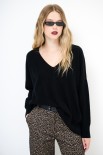 MAGLIA OVER SCOLLO V MISTO CACHEMIRE NERO