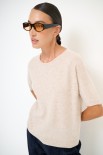 MAGLIA MEZZA MANICA PARICOLLO MISTO CACHEMIRE BEIGE