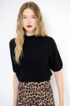 MAGLIA MEZZO COLLO MANICA CORTA MISTO CACHEMIRE NERO