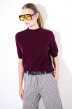 MAGLIA MEZZO COLLO MANICA CORTA MISTO CACHEMIRE VINO