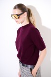 MAGLIA MEZZO COLLO MANICA CORTA MISTO CACHEMIRE VINO