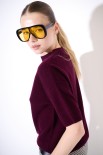 MAGLIA MEZZO COLLO MANICA CORTA MISTO CACHEMIRE VINO