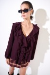 CAMICIA DOPPIA ROUCHES FLUIDO VINO