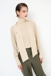 BLUSA CON SCOLLO DT E ORECCHINI BEIGE