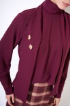 BLUSA CON SCOLLO DT E ORECCHINI VINO
