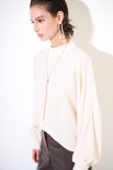 BLUSA APERTA DIETRO CONCOLLANA FILO ORO BEIGE