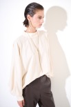 BLUSA APERTA DIETRO CONCOLLANA FILO ORO BEIGE