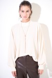 BLUSA APERTA DIETRO CONCOLLANA FILO ORO BEIGE