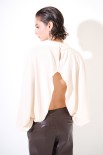 BLUSA APERTA DIETRO CONCOLLANA FILO ORO BEIGE