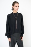 BLUSA APERTA DIETRO CON COLLANA FILO ORO NERO