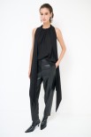 TOP SMANICATO CON FOULARD COLLO NERO